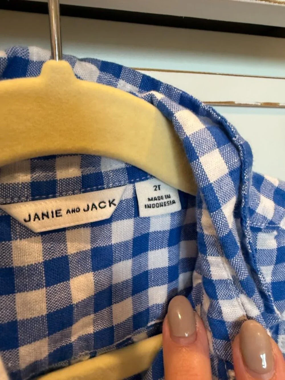 Janie & Jack Blue & White Gingham Button-Down | 2T